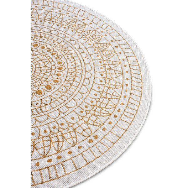 Covor de exterior galben ocru-alb rotund ø 140 cm Porto – NORTHRUGS-image-4