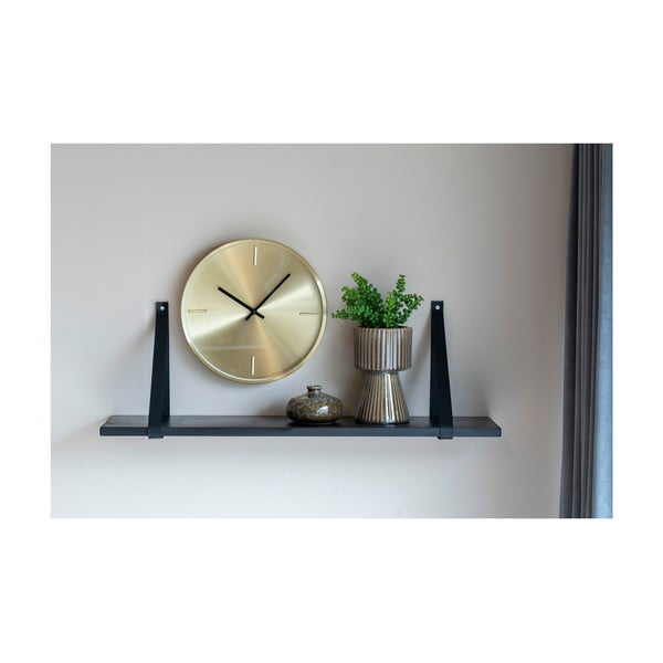 Raft din lemn cu suport din piele Casa Nordic Forno, 80 x 20 cm, negru-image-2