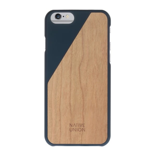 Husă pentru iPhone 6 și 6S Plus Native Union Clic Wooden Light, albastru închis - detalii din lemn