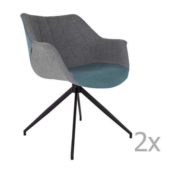Set 2 scaune Zuiver Doulton, gri - albastru