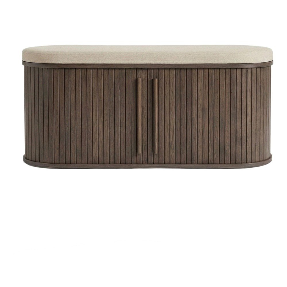 Bancă în culoare naturală închisă capitonată Meta – Unique Furniture