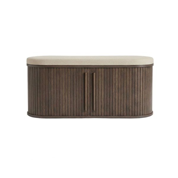 Bancă în culoare naturală închisă capitonată Meta – Unique Furniture