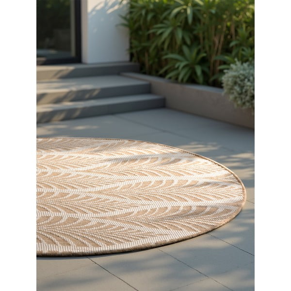 Covor pentru exterior și interior bej/fildeș rotund ø 160 cm Duet Liora – NORTHRUGS-image-4