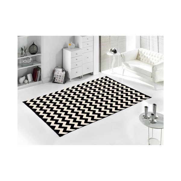 Covor reversibil Zig Zag, 120 x 180 cm, alb-negru-image-3