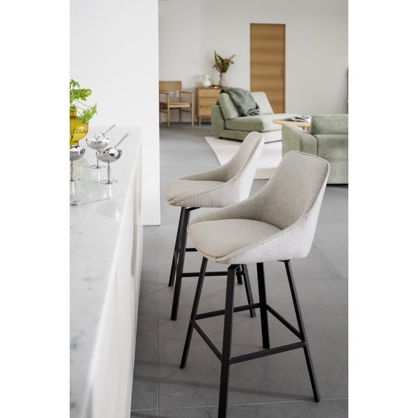 Scaune de bar bej 2 buc. (înălțime șezut 65 cm) Alison – Rowico-image-1