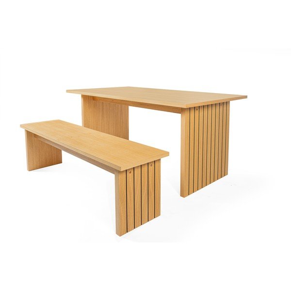 Masă de dining cu blat cu aspect de lemn de stejar 90x160 cm Stripe – Woodman-image-3