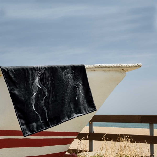 Prosop de plajă negru-alb 90x180 cm Jellyfish – DecoKing-image-1