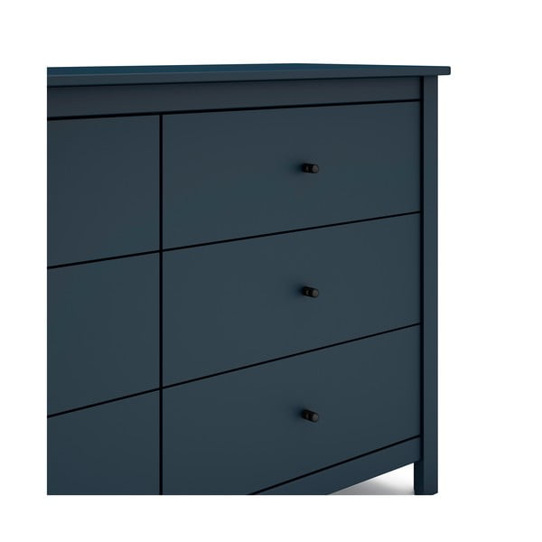 Comodă albastru-închis joasă din lemn masiv de pin 130x80 cm Misti – Marckeric-image-4