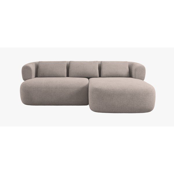 Colțar maro deschis cu tapițerie din țesătură bouclé (cu colț pe partea dreaptă/cu șezlong) Jenny – Micadoni -image-2
