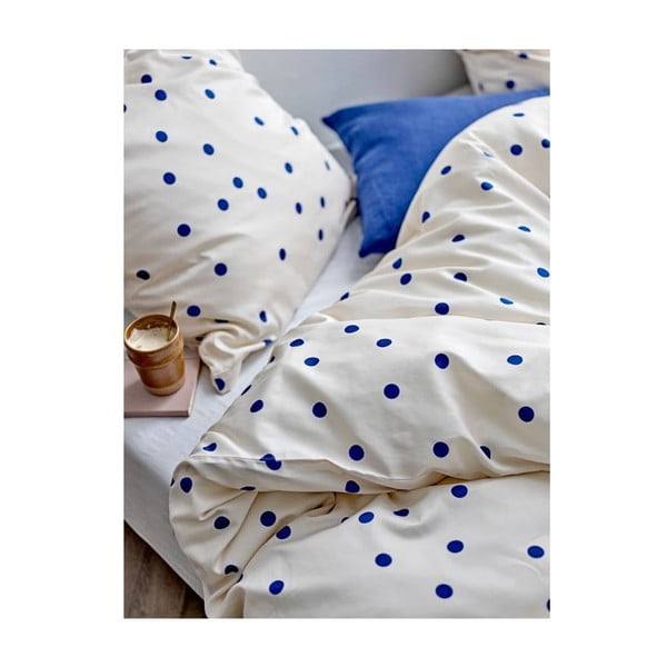 Lenjerie de pat albastră-crem din bumbac satinat pentru pat de o persoană 140x200 cm Solaris – Södahl-image-1