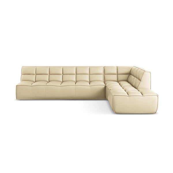 Colțar modular cu tapițerie din imitație de piele Kalai – Makamii