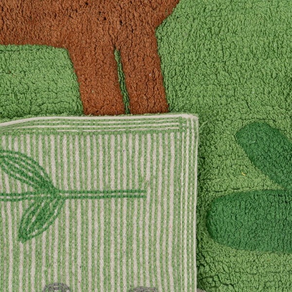 Covor tip traversă verde lavabil din bumbac 90x175 cm Animals – Ixia-image-4