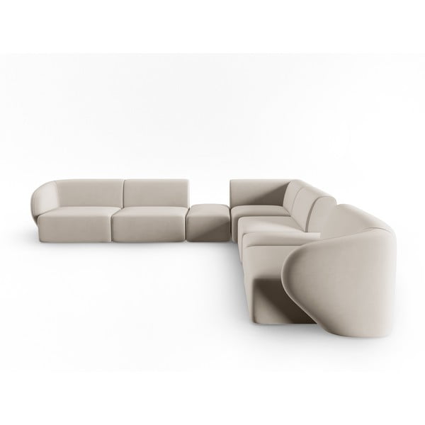 Colțar bej cu tapițerie din catifea Paolo – Milo Casa-image-2