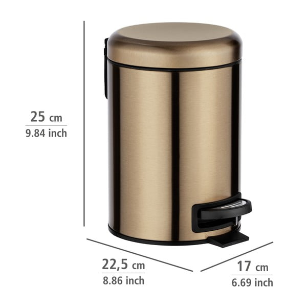 Coș de gunoi cu pedală Wenko Leman, 3 l, arămiu-image-3