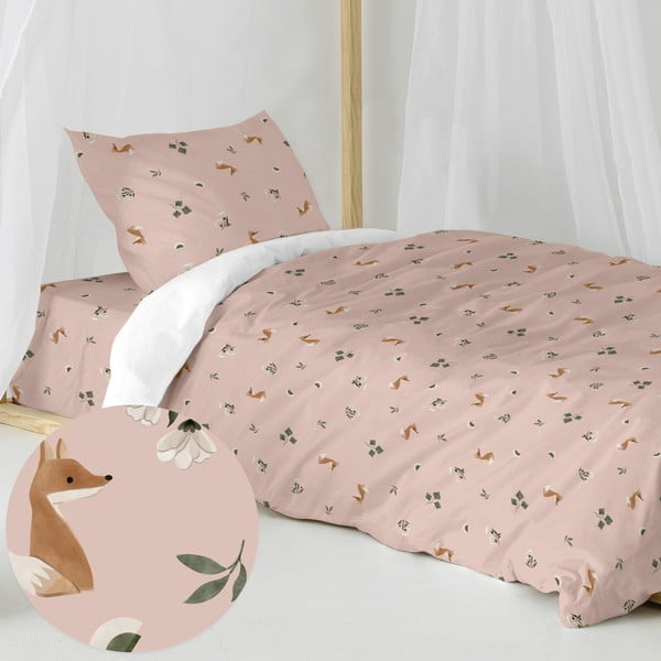 Lenjerie de pat pentru copii din bumbac pentru pat de o persoană 140x200 cm Fox forest – Happy Friday