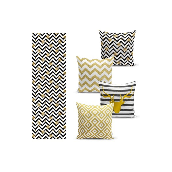 Set fețe de pernă și napron 5 buc. ZigZag – Mila Home