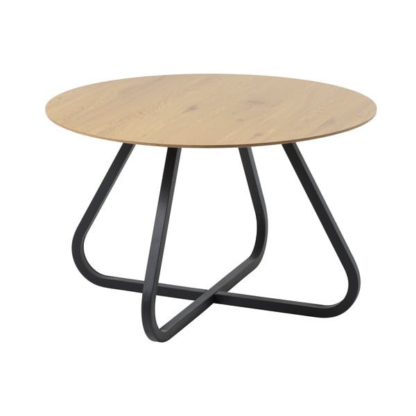 Masă de dining în culoare naturală rotundă cu blat cu aspect de lemn de stejar ø 120 cm Cesura – Unique Furniture-image-2