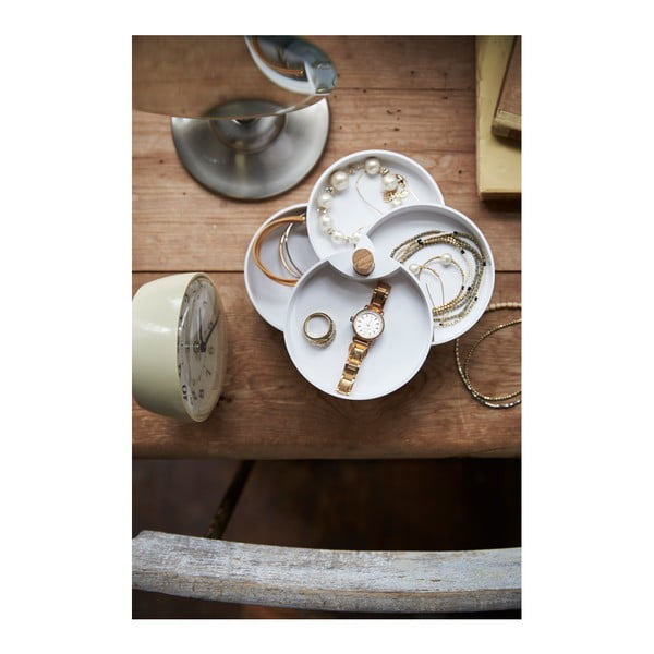 Cutie de bijuterii cu detalii din lemn de fag YAMAZAKI Tosca, alb-image-1