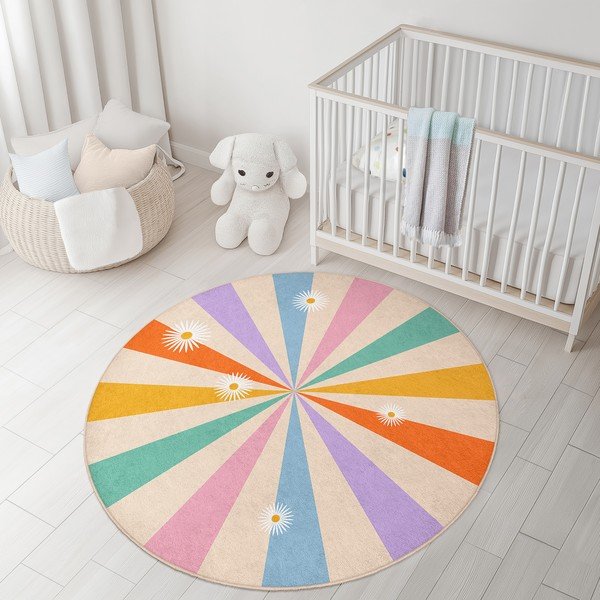Covor pentru copii lavabil ø150 cm Rainbow Daisy – Mila Home-image-4