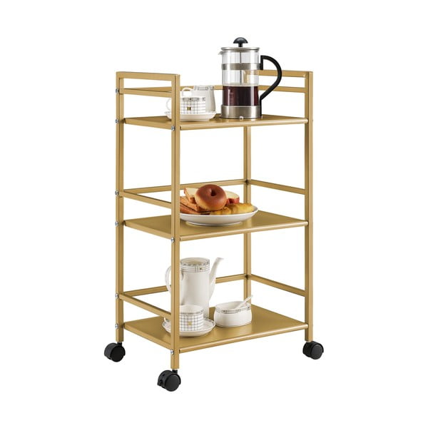 Masă de servit pe roți din metal auriu 29x43 cm Helix - Novogratz-image-4