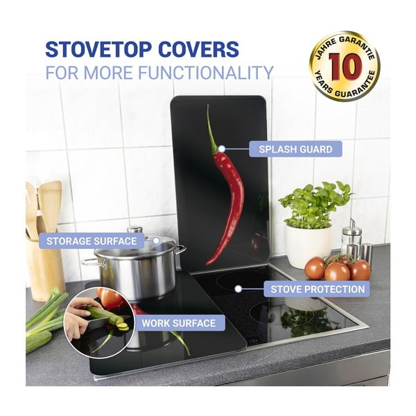 Set 2 protecții din sticlă pentru aragaz Wenko Peperoni, 52 x 30 cm-image-4