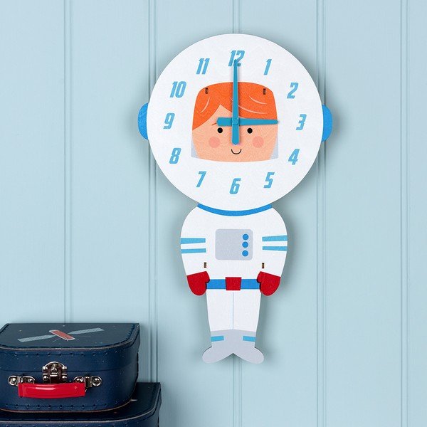 Ceas de perete din lemn pentru copii Rex London Astronaut-image-1