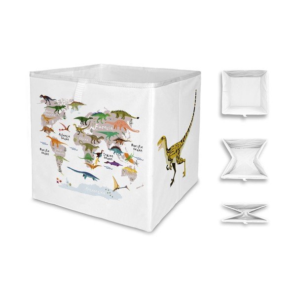 Organizator de jucării pentru copii alb din material textil 32x32x32 cm Dino World Map – Butter Kings-image-2