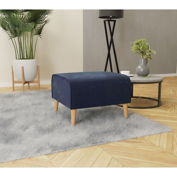 Taburet albastru închis cu tapițerie din catifea Carole – Ropez-image-2