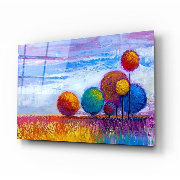 Tablou din sticlă Insigne Colorful Trees, 110 x 70 cm