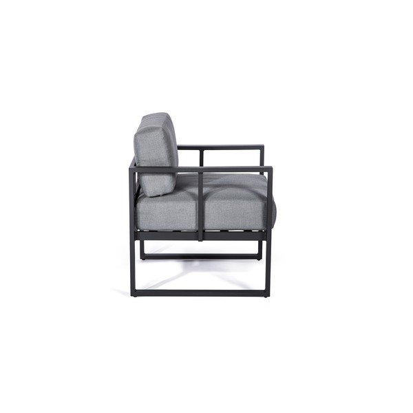 Set fotolii de grădină Bellisima și masă neagră Loris, ø 35 cm, gri grafit-image-2