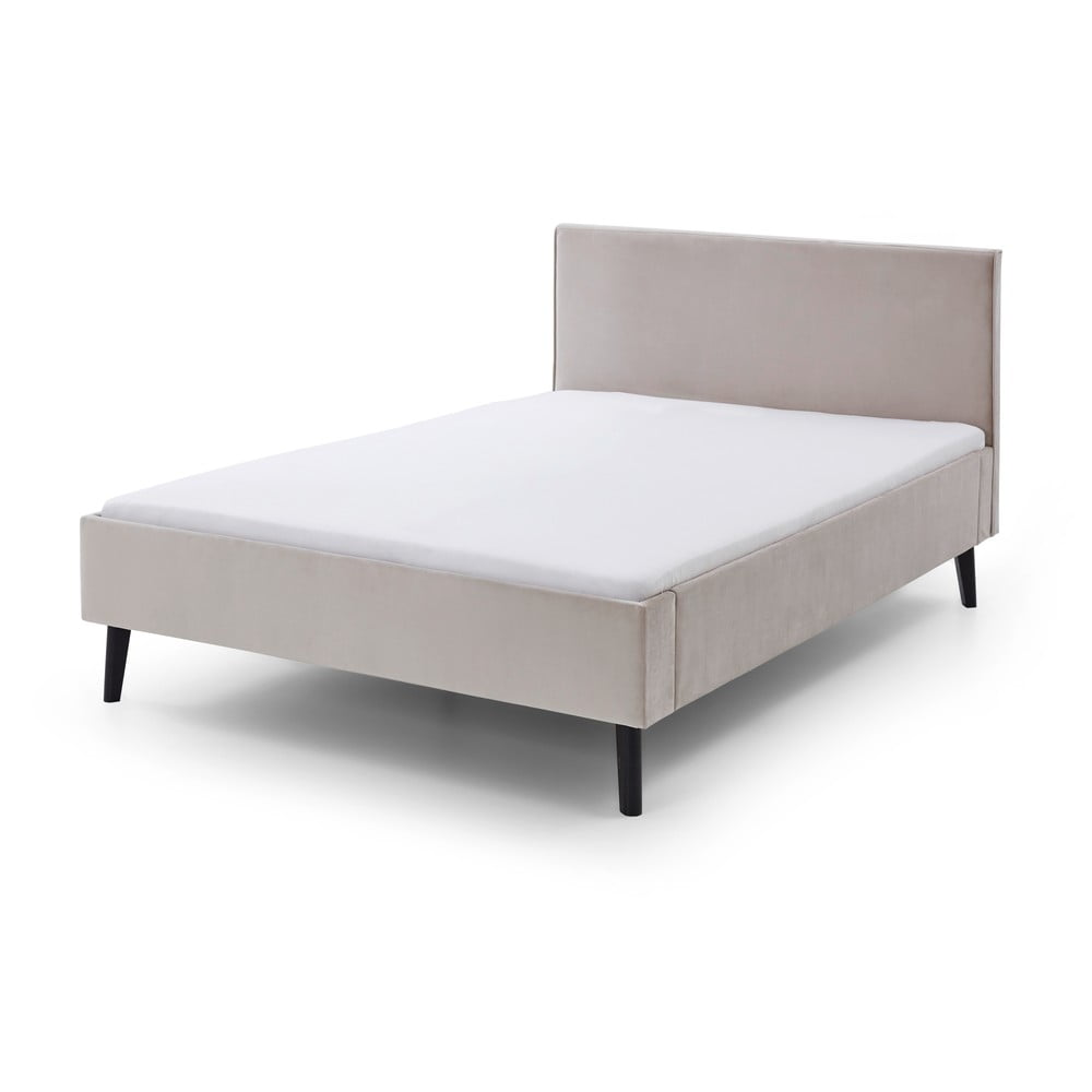 Pat matrimonial bej tapițat 140x200 cm Leira – Meise Möbel