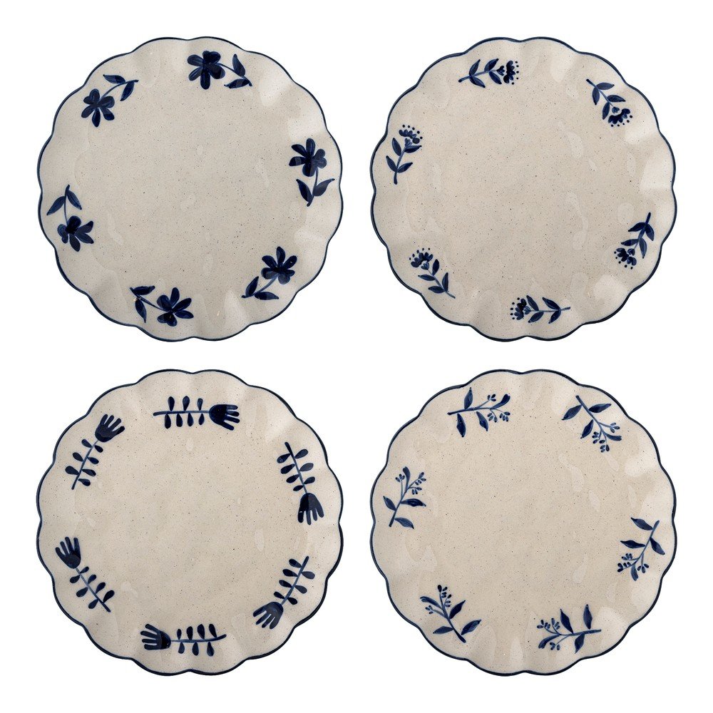 Farfurii albastre/crem 4 buc. pentru desert din gresie ø 20,5 cm Eimy – Bloomingville