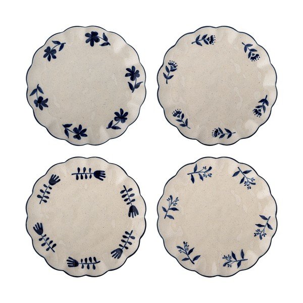 Farfurii albastre/crem 4 buc. pentru desert  din gresie ø 20,5 cm Eimy – Bloomingville