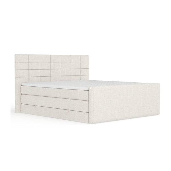 Pat boxspring bej cu spațiu de depozitare 200x200 cm Ava – Maison de Rêve