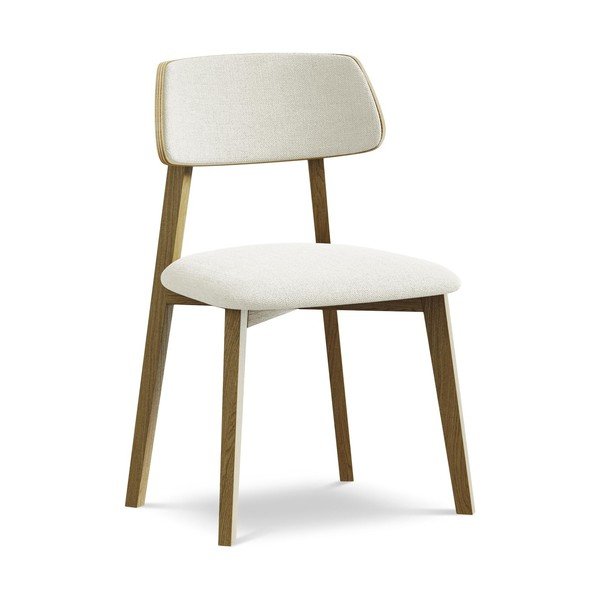 Scaun de dining crem din lemn masiv Niu – Makamii