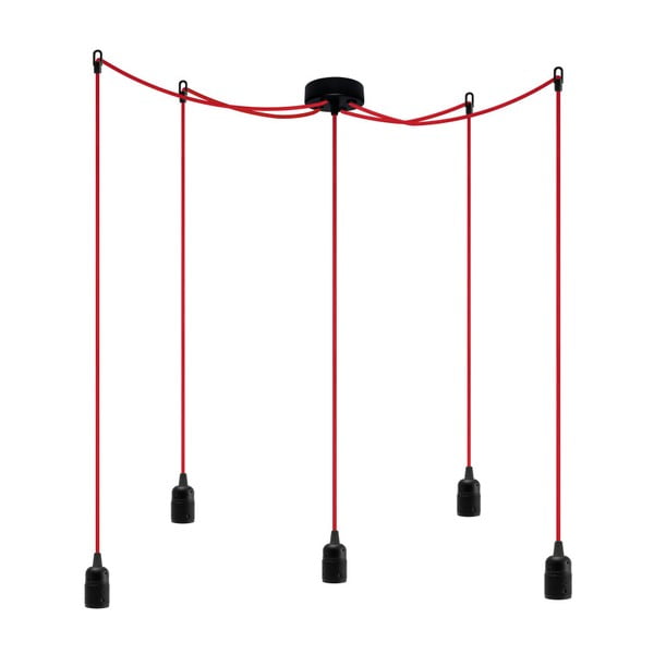 Lampă de tavan cu 5 cabluri Bulb Attack Uno, roșu 