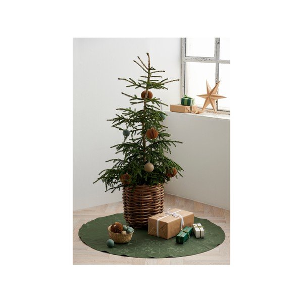 Covor verde rotund sub pomul de Crăciun ø 120 cm Star Damask - Södahl-image-1