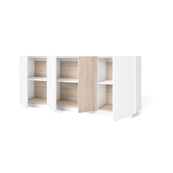 Comodă albă/în culoare naturală cu aspect de lemn de stejar 180x78 cm Udine – Marckeric-image-3