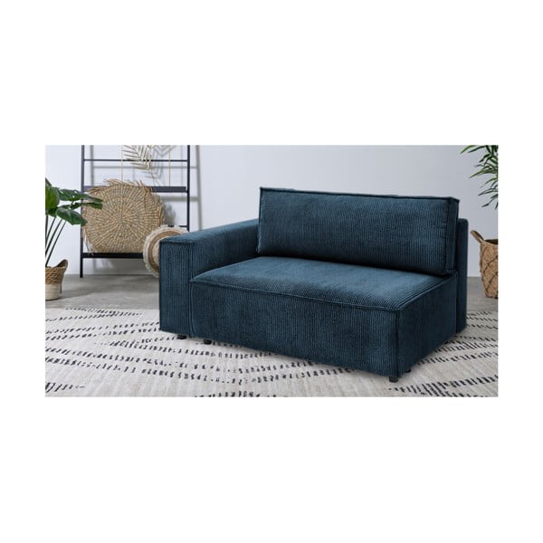 Modul pentru canapea albastru închis cu tapițerie din catifea reiată  (cu colț pe partea stângă ) Nihad modular – Bobochic Paris-image-1