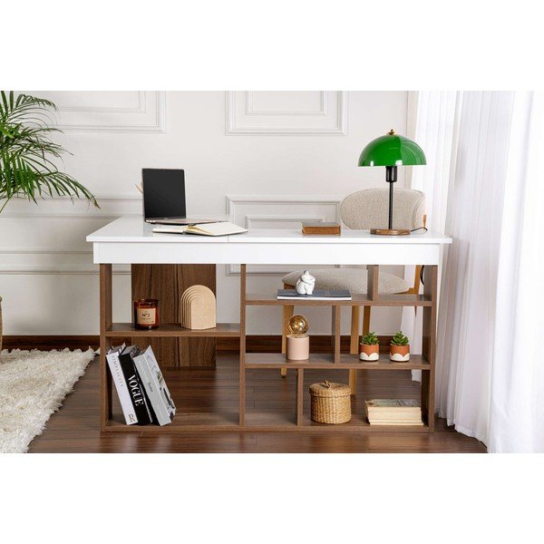 Birou cu aspect de lemn de nuc 120x130 cm Vesper – Kalune Design-image-3