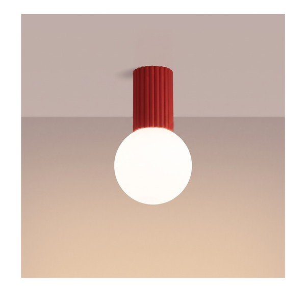 Plafonieră roșie din sticlă opal ø 12 cm Orbital – Sollux-image-3