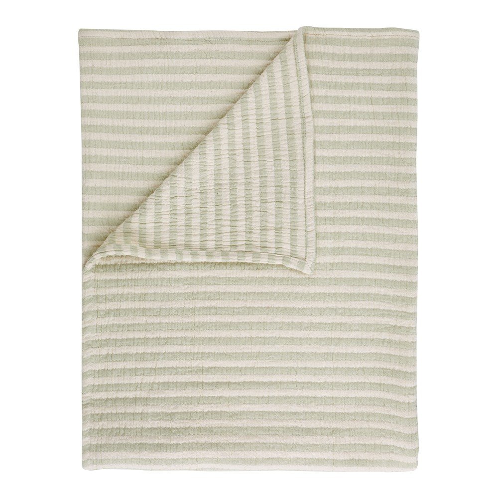 Patura verde din bumbac 150x200 cm Cotton Muslin Stripe – Bianca