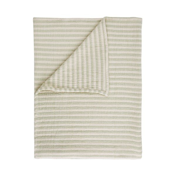 Pătură verde din bumbac 150x200 cm Cotton Muslin Stripe – Bianca
