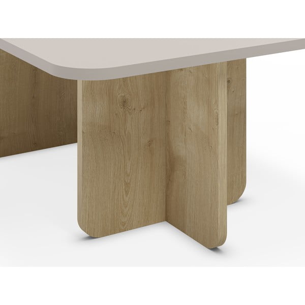 Măsuță de cafea crem/în culoare naturală cu aspect de lemn de stejar 56x100 cm Hillary – Marckeric-image-4