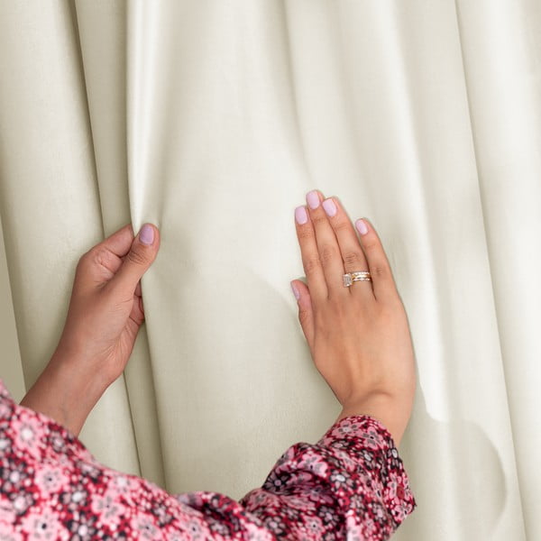 Draperie crem dimout (semi-opacă) din catifea 140x270 cm Pleat – Restilo-image-4