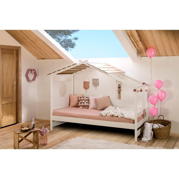 Pat pentru copii Marckeric Nayah, 90 x 190 cm, alb alb-image-1