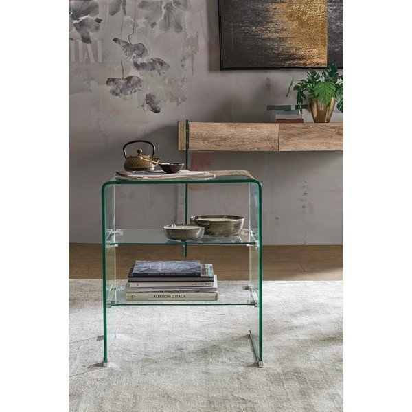 Măsuță auxiliară din sticlă 40x50 cm Iride – Bizzotto-image-1