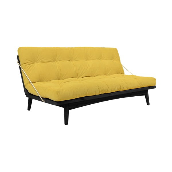Canapea variabilă cu tapițerie din catifea reiată Karup Design Folk Black/Honey-image-3