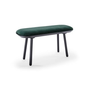 Bancă tapițată din catifea EMKO Naïve, 100 cm, verde-negru