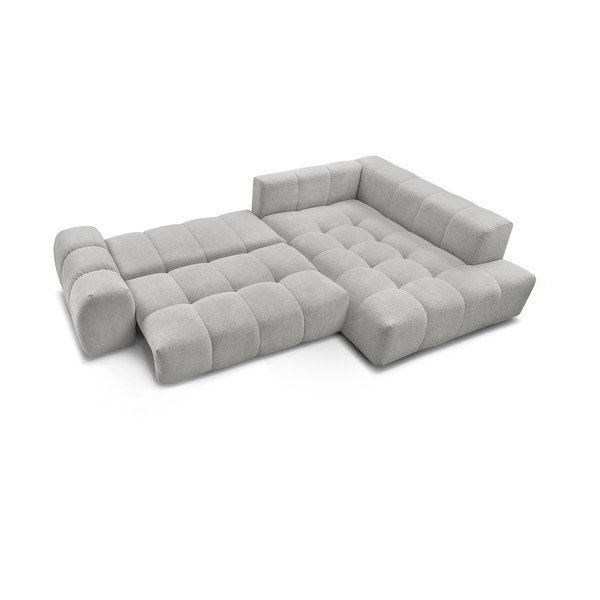 Colțar gri deschis extensibil/cu spațiu de depozitare cu tapițerie din chenille (cu colț pe partea dreaptă/în formă de ”L”) Everest – Bobochic Paris-image-4